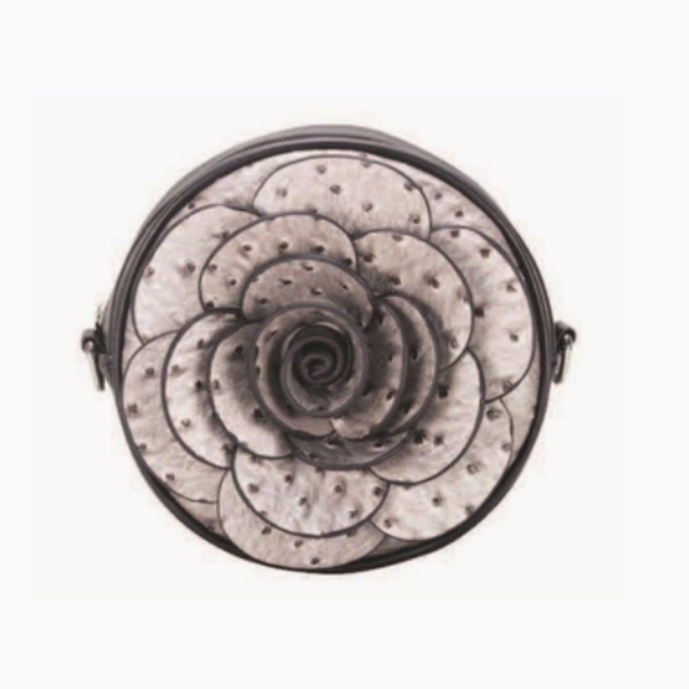 Ostrich Round Flower Shoulder and Crossbody Strap